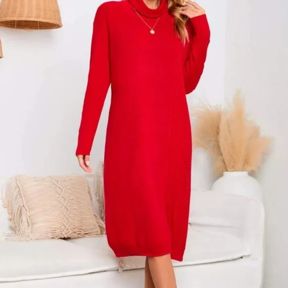open lace back dress Sweater Dresses for Women 2024 Spring Winter Casual Wedding Guest Work Long  Lantern Sleeve Turtleneck Ribbed Knit Mini Dress 696 Burgundy S at Amazon  Women's Clothing store main image 1